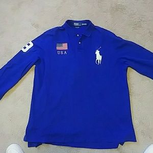 Long sleeve polo collard shirt